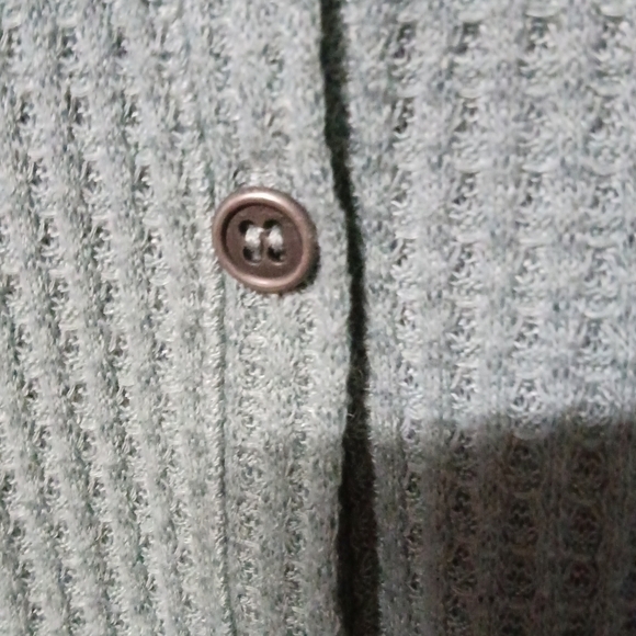 Style & Co Waffle Knit Top Shirt Sage Button Up Long Sleeve Lightweight Sz PM - Picture 4 of 6